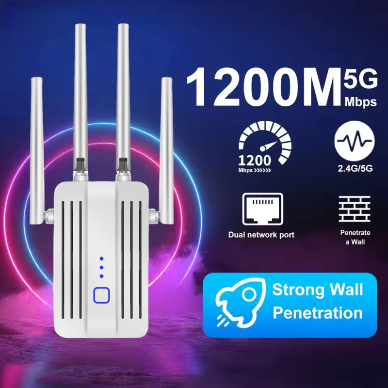 Home Security Bundle - 1200Mbps واي فاي مكرر موسع 2.4G/5