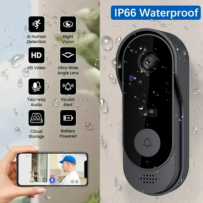 Home Security Video Systems - كاميرا جرس باب لاسلكية عالية الدقة