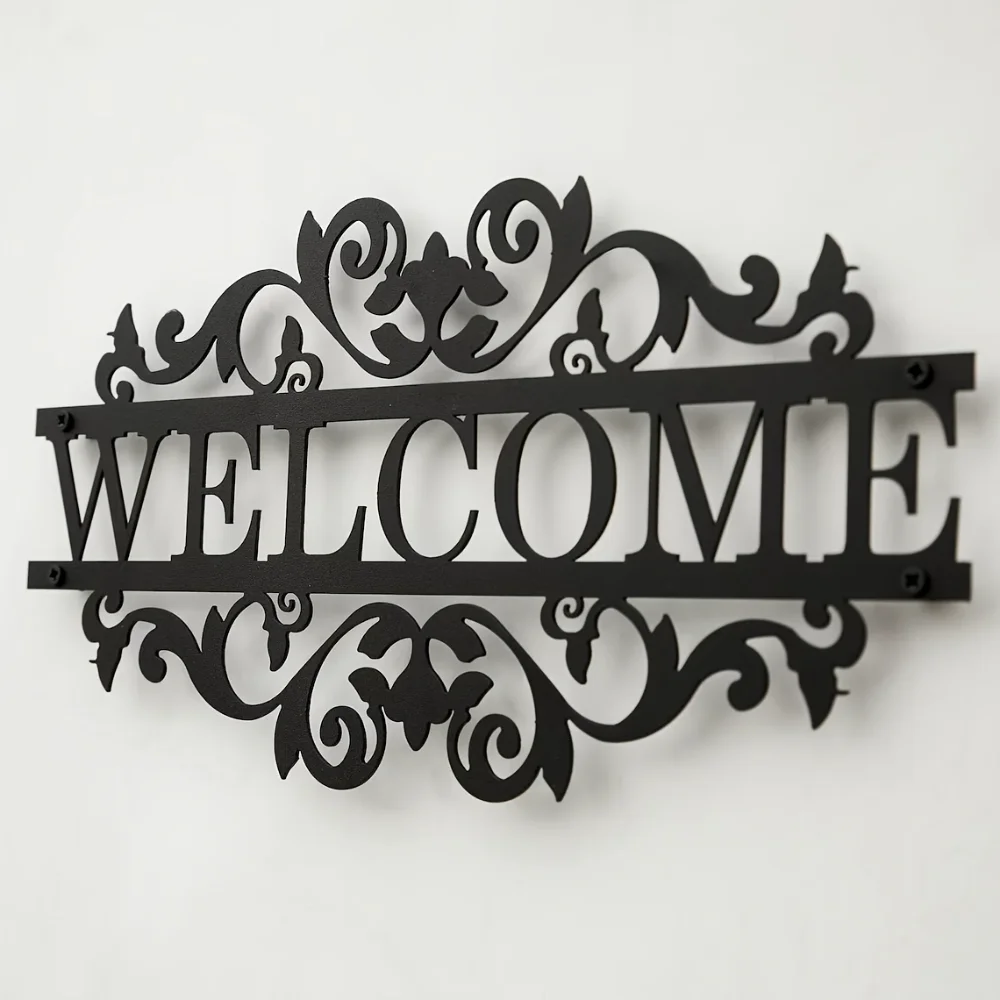 Home Security Yard Sign - لافتة ترحيب معدنية بتصميم ريفي مع