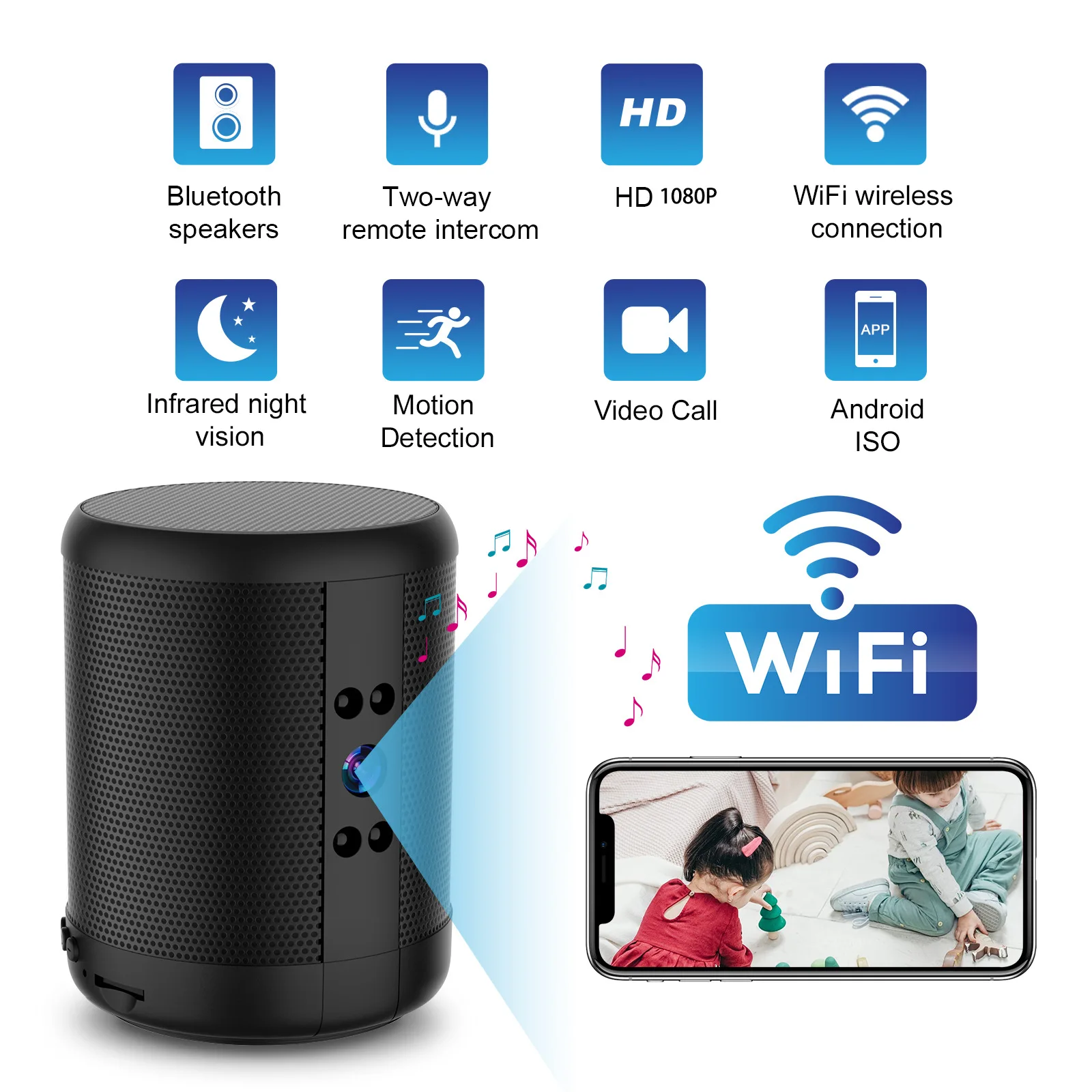 Home Security Robot - كاميرا أمان واي فاي مع مكبر