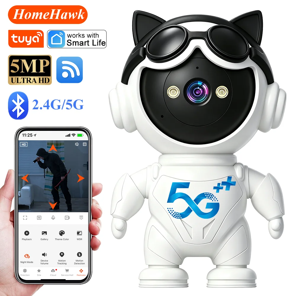 Home Security Robot - كاميرا IP لاسلكية ذكية من Tuya،