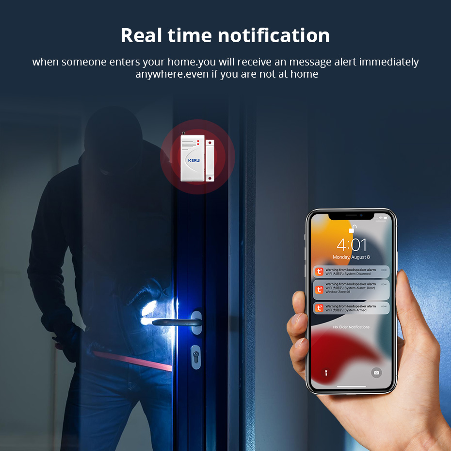 KERUI Tuya Smart WIFI Wireless - مراجعة Home Security Zones وسعره